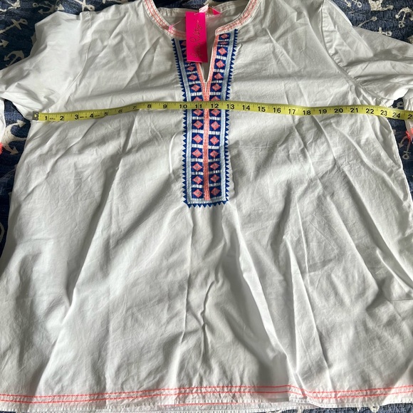 NWT Lilly Pulitzer Rissa Tunic Top White Embroidery Bohemian 100% Cotton Sz XL - Picture 14 of 15